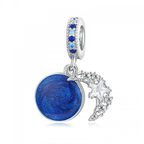 Pendiente colgante de plata estilo Pandora con diseño de estrella polar - SCC847