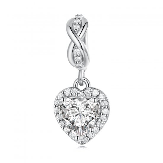 Estilo Pandora Corazón Brillante Colgante - BSC663 - Haga click en la imagen para cerrar