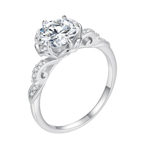 Anillo romántico estilo Pandora con rosa - BSR387