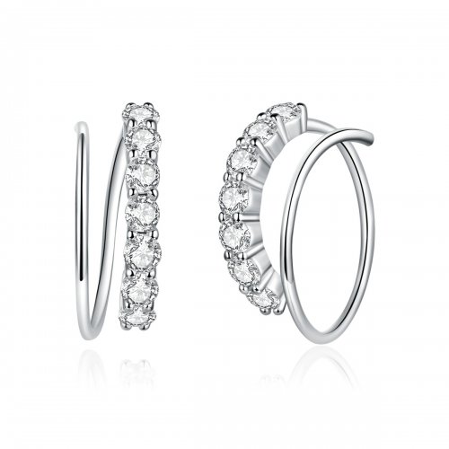 Aretes de argolla de geometría simple en plata estilo Pandora - SCE931