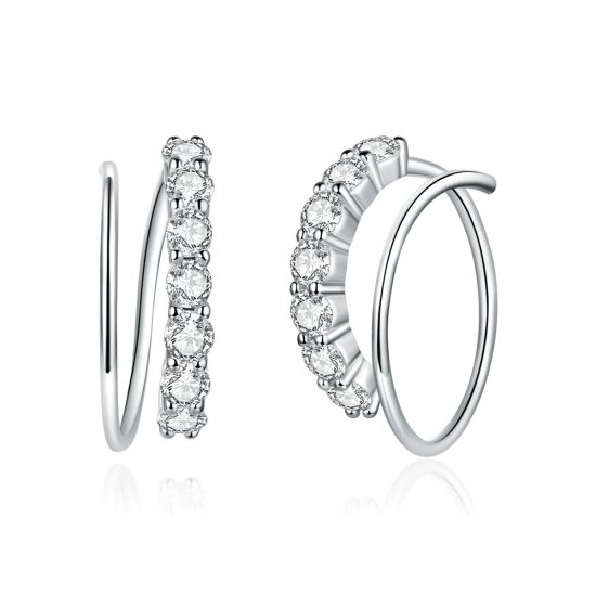 Aretes de argolla de geometría simple en plata estilo Pandora - SCE931 - Haga click en la imagen para cerrar