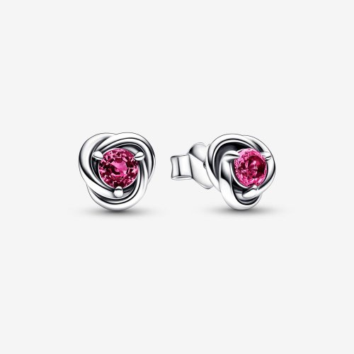 Pendientes de botón PANDORA de octubre, círculo de eternidad color rosa - 292334C05