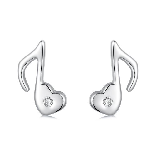 Pendientes con nota musical en forma de corazón estilo PANDORA - SCE1805