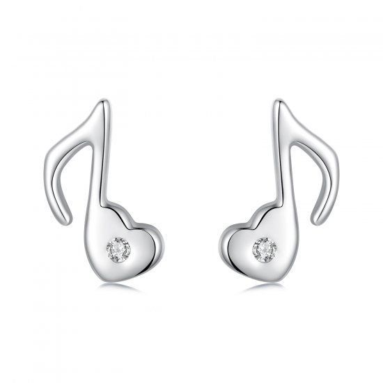 Pendientes con nota musical en forma de corazón estilo PANDORA - SCE1805 - Haga click en la imagen para cerrar