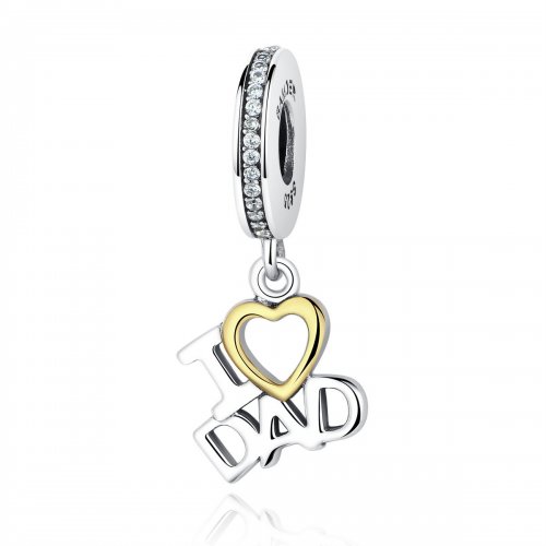 Estilo Pandora Plateado y Chapado en Oro - Colgante "I Love Dad" - SCC052 Estilo Pandora Plateado y Chapado en Oro - Colgante "I Love Dad" - SCC052