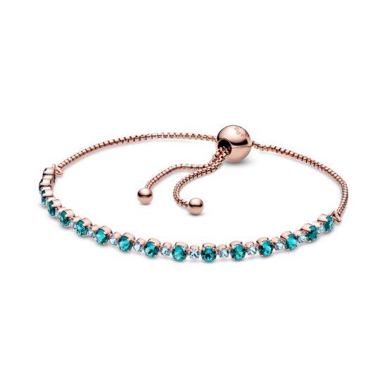 Pulsera de tenis deslizable PANDORA Turquoise Sparkling - 588961C01 - Haga click en la imagen para cerrar