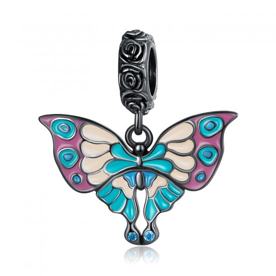 Pendiente colgante de estilo Pandora con mariposa artística - SCC2240 - Haga click en la imagen para cerrar