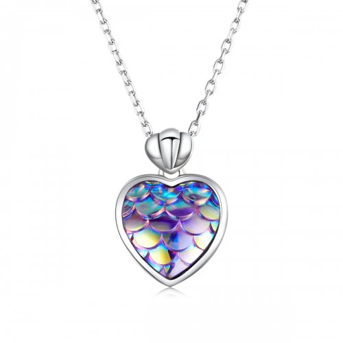 Collar estilo Pandora con corazón en escamas de pez - SCN468