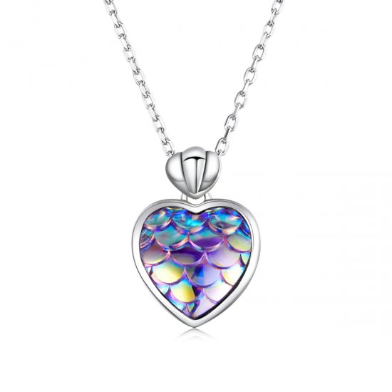 Collar estilo Pandora con corazón en escamas de pez - SCN468 - Haga click en la imagen para cerrar