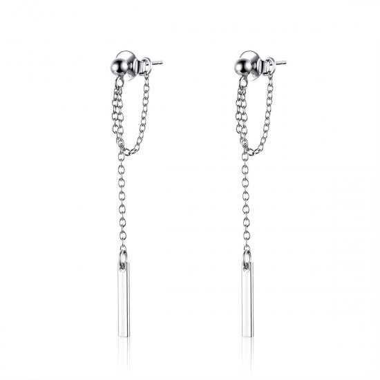 Pendientes colgantes de geometría ligera en plata de estilo Pandora - SCE550 - Haga click en la imagen para cerrar
