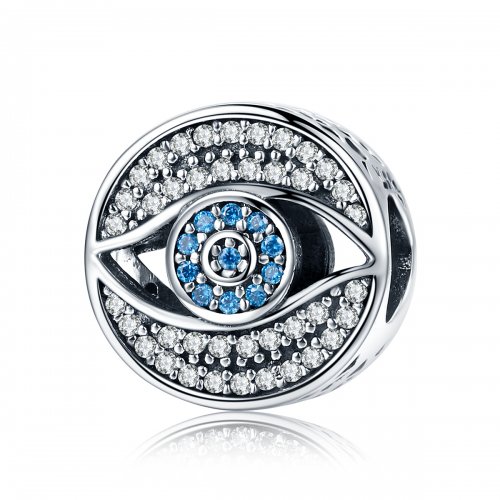 Pulsera estilo Pandora con charm de ojo protector en plata - SCC565