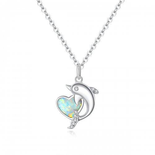 Collar estilo Pandora con colgante de delfín elfo - SCN412