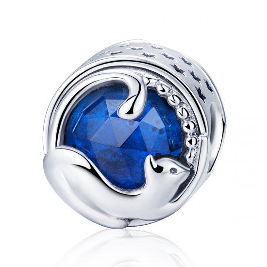 Charm de Gato Juguetón de Plata con Estilo Pandora - SCC708 - Haga click en la imagen para cerrar