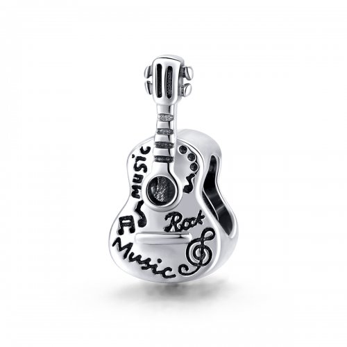 Charm de guitarra plateado y sencillo estilo Pandora - SCC1708