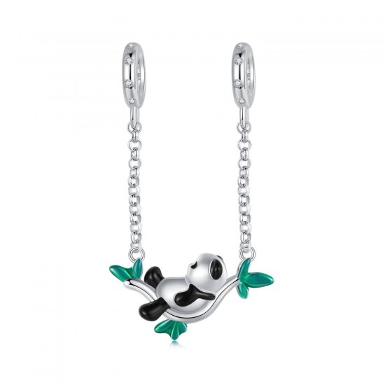 Colgante de plata con diseño de panda y bosque de bambú estilo PANDORA - SCC2810 - Haga click en la imagen para cerrar