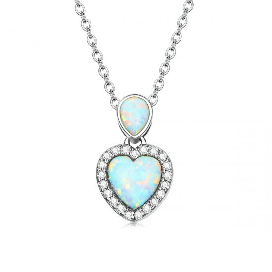 Collar de Amor con Ópalo al Estilo Pandora - BSN243 - Haga click en la imagen para cerrar