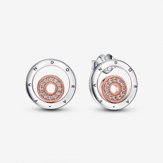 Pendientes con círculos y logotipo de dos tonos con la firma Pandora - 282314C01 - Haga click en la imagen para cerrar