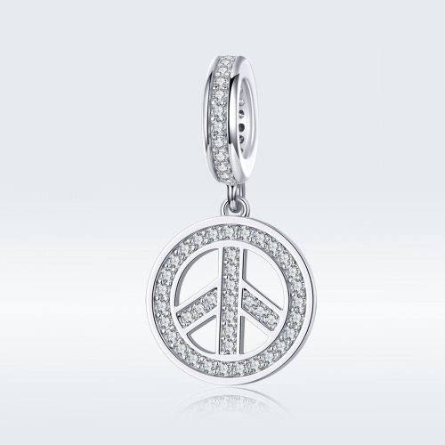 Pendiente de Plata Estilo Pandora Anti-Guerra - SCC1367
