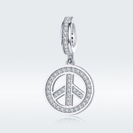 Pendiente de Plata Estilo Pandora Anti-Guerra - SCC1367 - Haga click en la imagen para cerrar