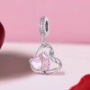 Pendiente en forma de corazón con cinta estilo Pandora - BSC922