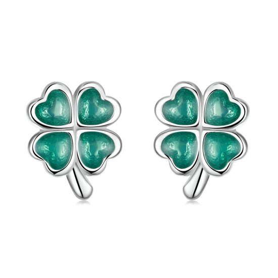 Estos aretes de botón estilo Pandora con trébol de cuatro hojas - SCE1346 - Haga click en la imagen para cerrar