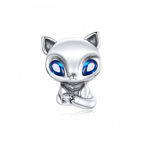 Charm de zorrito animado en plata estilo Pandora - SCC1808