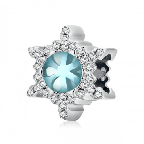 Charm estilo Pandora con piedra lunar y diseño de copo de nieve - BSC512