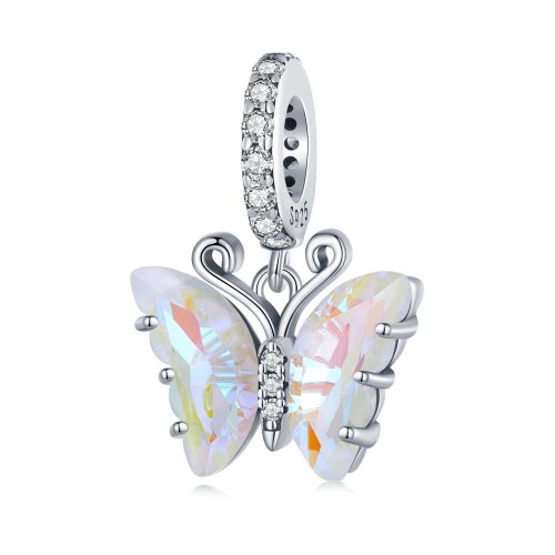 Pendiente colgante estilo Pandora con mariposa aurora colorida - SCC2305-CF