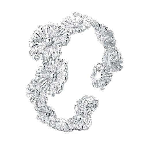 Anillo de banda clásico estilo Pandora con flores de margarita - BSR382