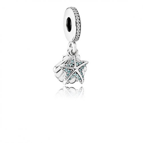 Charm colgante en plata de ley Estrella de Mar Tropical y Concha - PANDORA