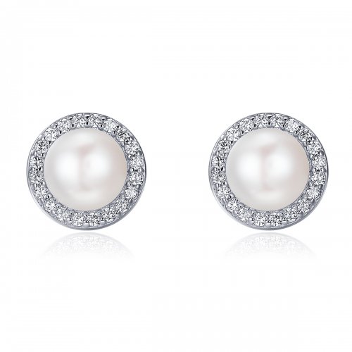 Pendientes de botón elegantes estilo Pandora en plata - SCE122