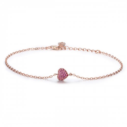 Pulsera de cadena elegante con estilo Pandora en oro rosa en forma de corazón - SCB050
