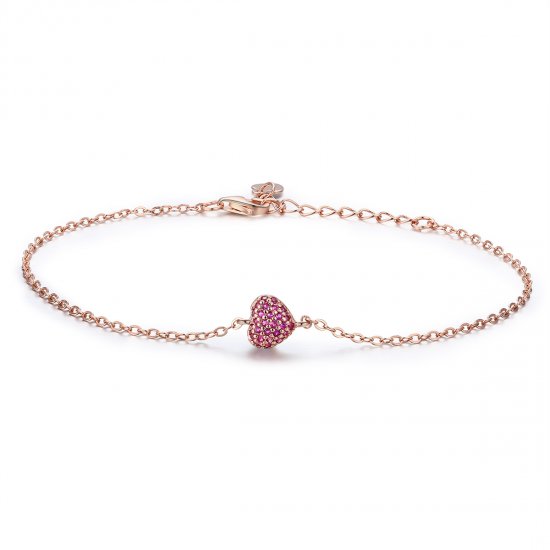 Pulsera de cadena elegante con estilo Pandora en oro rosa en forma de corazón - SCB050 - Haga click en la imagen para cerrar
