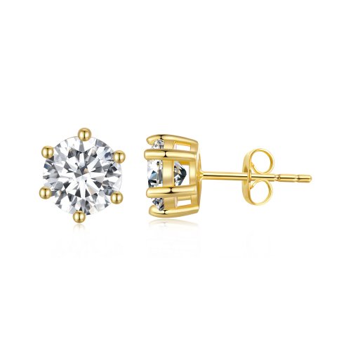 Aretes con circonitas brillantes chapados en oro estilo Pandora - BSE615-7B