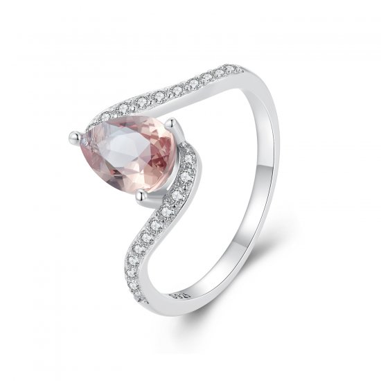 Anillo en forma de pera estilo Pandora con piedra de color - BSR480 - Haga click en la imagen para cerrar