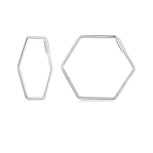 Pendientes sencillos con forma de hexágono estilo PANDORA - SCE1710