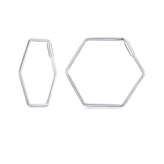 Pendientes sencillos con forma de hexágono estilo PANDORA - SCE1710 - Haga click en la imagen para cerrar