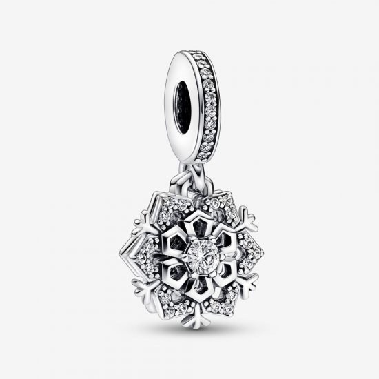 Charm doble colgante de copo de nieve brillante de Pandora - 792355C01 - Haga click en la imagen para cerrar