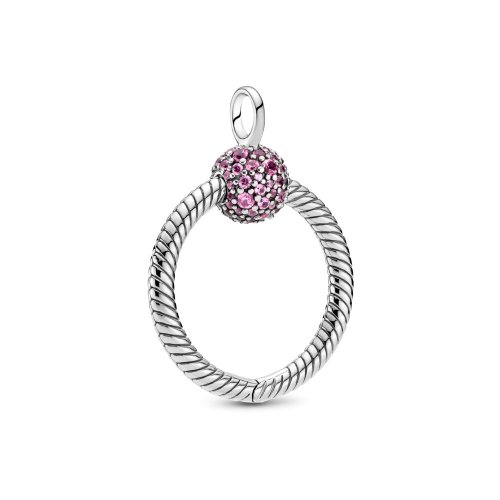 Colgante Pandora Moments pequeño con pavé rosa en forma de letra O - 399097C02