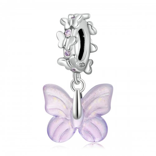 Pulsera estilo Pandora con colgante de mariposa de vidrio - SCC2087