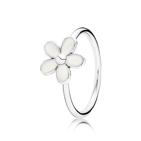 Daisy silver ring with white enamel - PANDORA - Haga click en la imagen para cerrar