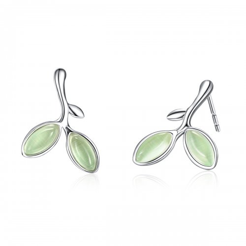 Pendientes de botón de plata estilo Pandora con diseño de esperanza - SCE465