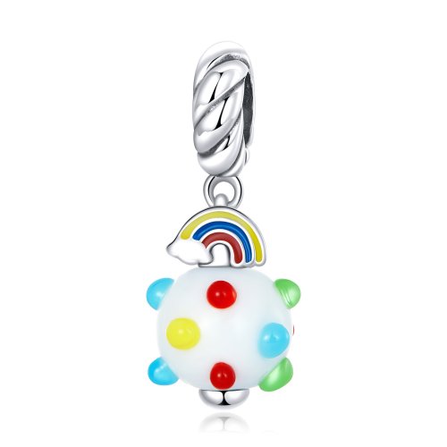 Colgante de vidrio arcoíris estilo Pandora - SCC2225
