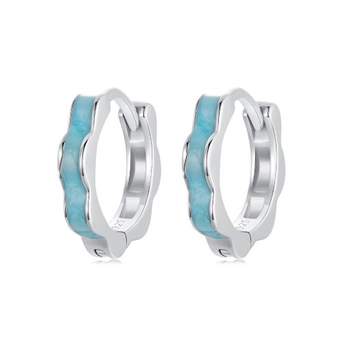 Pendientes con forma de flor azul estilo PANDORA - BSE955