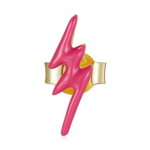 Pendientes de botón estilo Pandora con rayo rosa - SCE1236