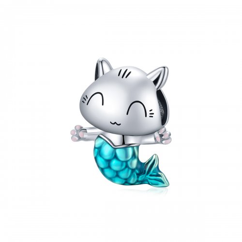 Charm de Plata Estilo Pandora con Gatita Sirena - SCC1852