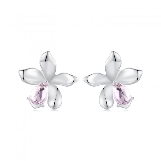 Pendientes de flor rosa estilo PANDORA - SCE1723 - Haga click en la imagen para cerrar