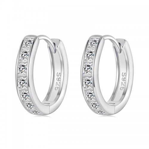 Pendientes brillantes de princesa cuadrada estilo PANDORA - BSE1102