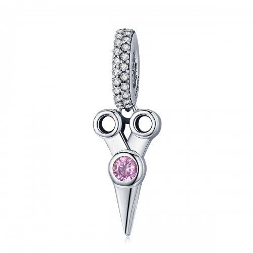 Pendiente de plata con estilo Pandora en forma de pequeñas tijeras de peluquero - SCC656