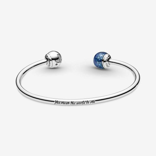 Pulsera abierta Pandora azul planeta y globo - 599223C01